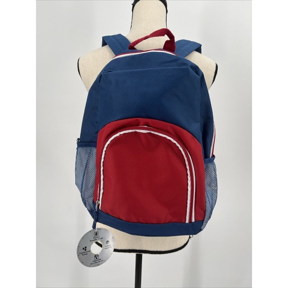 Wonder Nation Blue/Red Backpack Padded Adjustable Straps Net Pockets On Side NWT